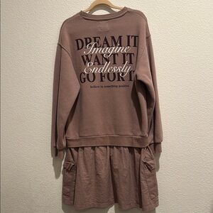Zara Dreamy Brown Sweatshirt Dress